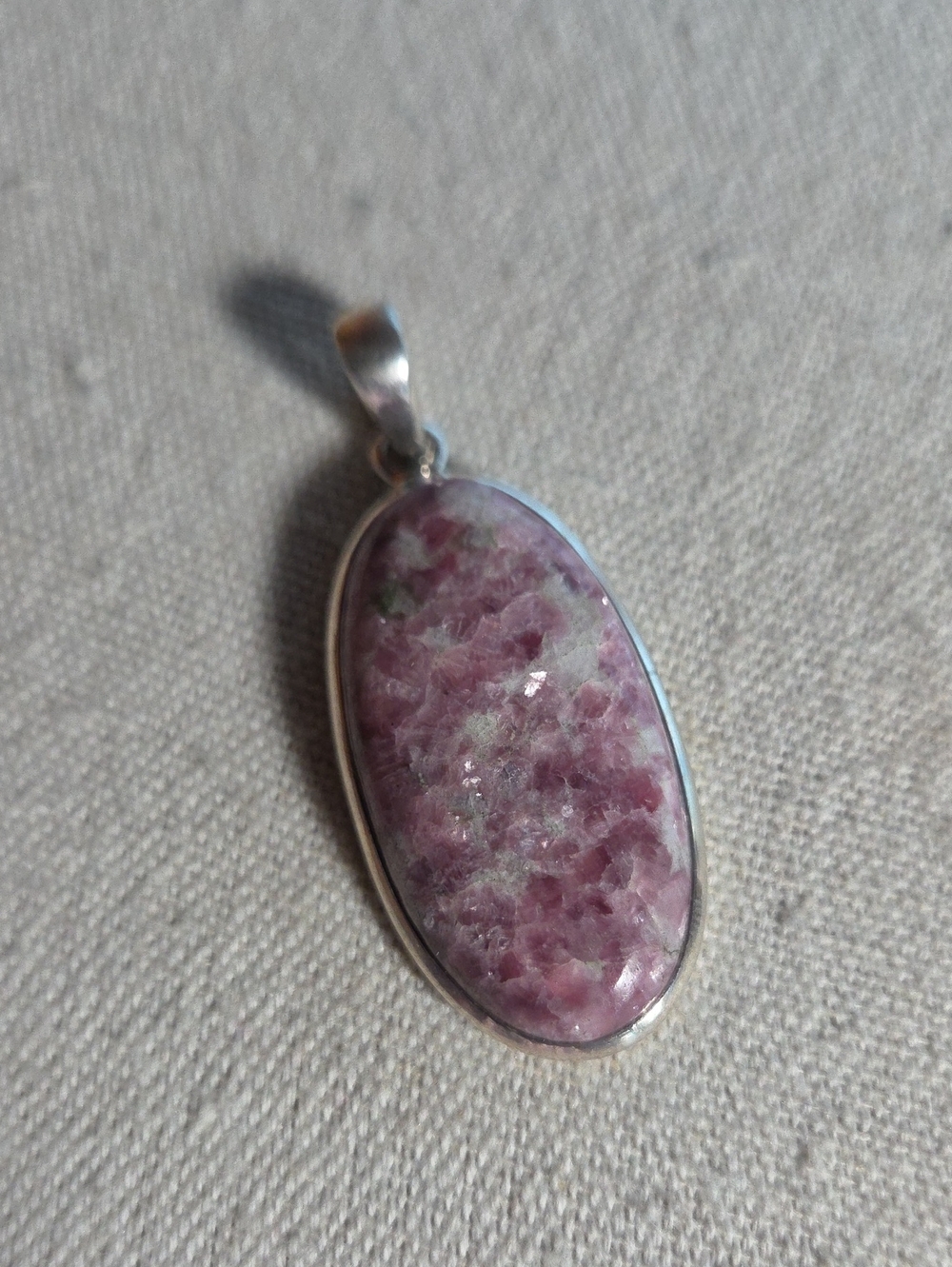 Lapidolite Sterling Silvervoval Domed Pendant